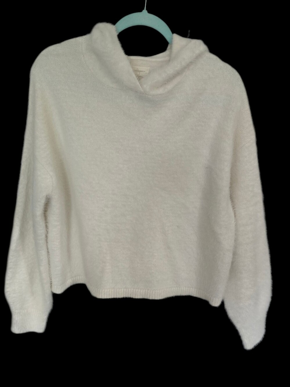 Lou & Grey Cream Fuzzy Cowl-Neck Sweater